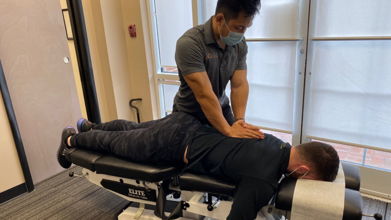 patient getting chiropractic adjustment that does not hurt in rockville, md