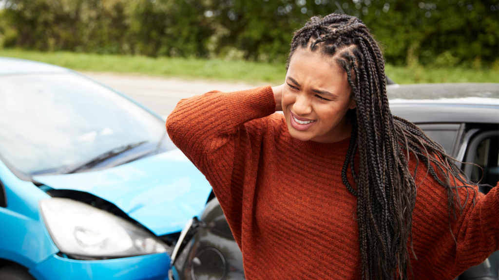 woman with delayed neck and back pain after a car accident in fort washington, maryland