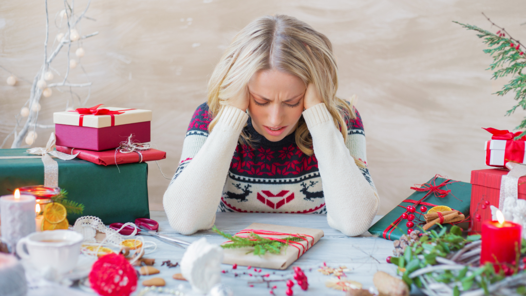 women stressed about the holidays who needs to follow kaizo's top 5 ways to reduce stress for the holidays