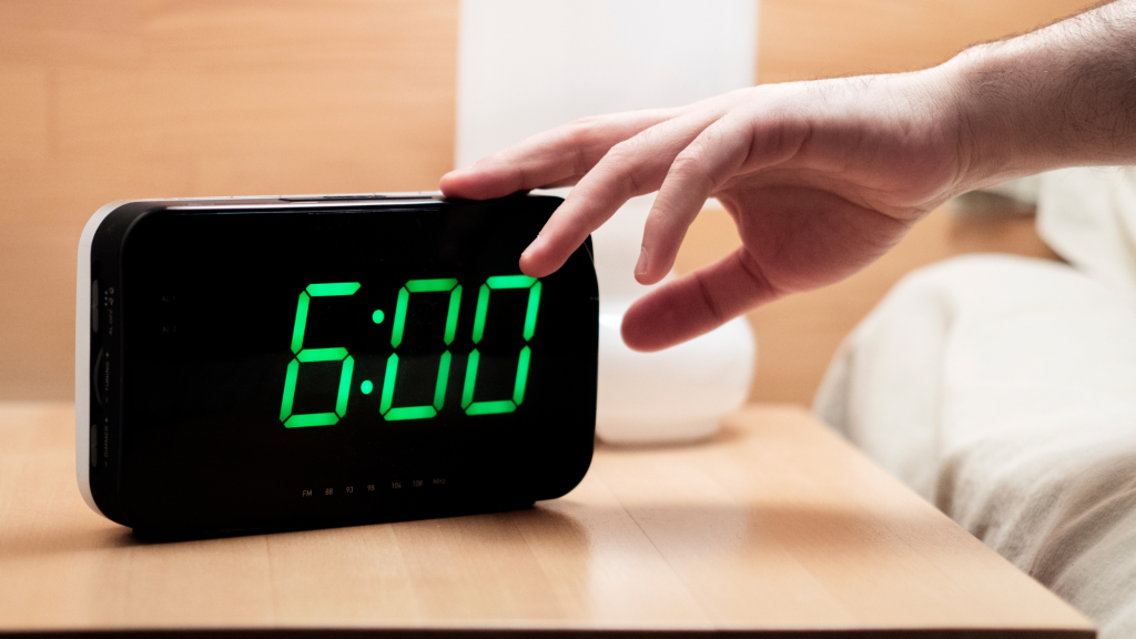 picture of alarm clock on bedside table